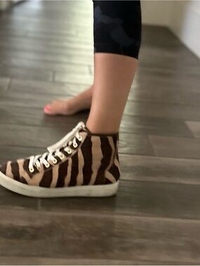 Ann Taylor Zebra-Print High-Top Sneakers